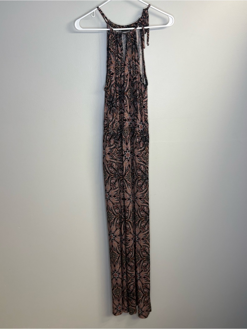 Paisley Halter Maxi Dress in Pink and Black